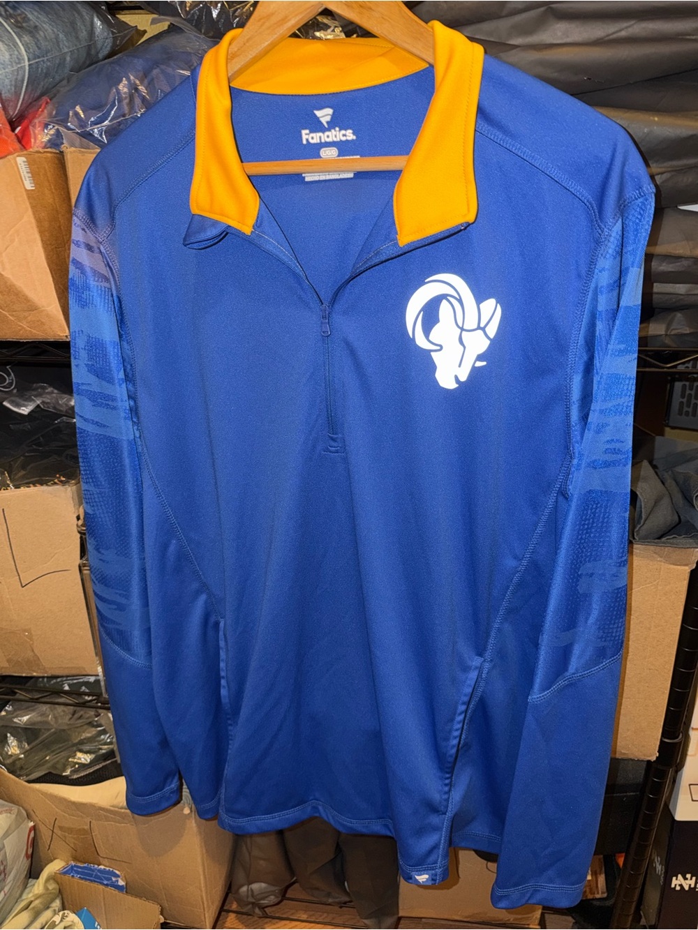 Fanatics Los Angeles Rams Navy & Gold Quarter-Zip Pullover Size Large